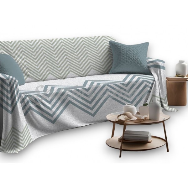 Copritutto 100% Cotone Zig Zag Verde