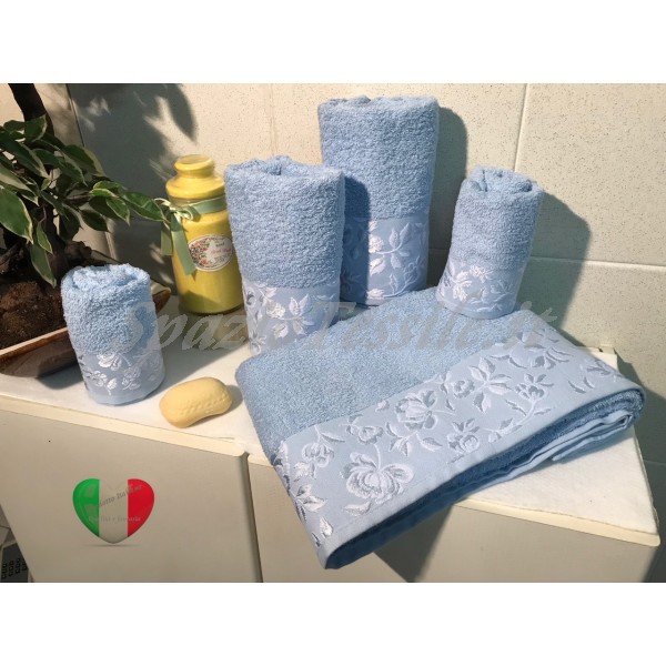 Set Spugne Bagno Roseto Azzurro