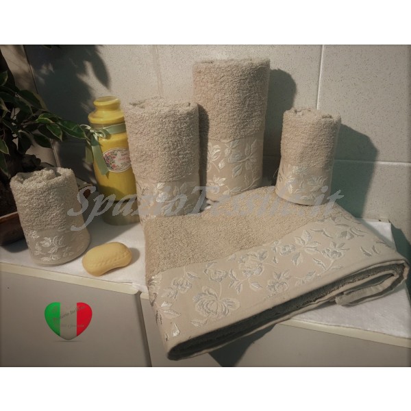 Set Spugne Bagno Roseto Beige