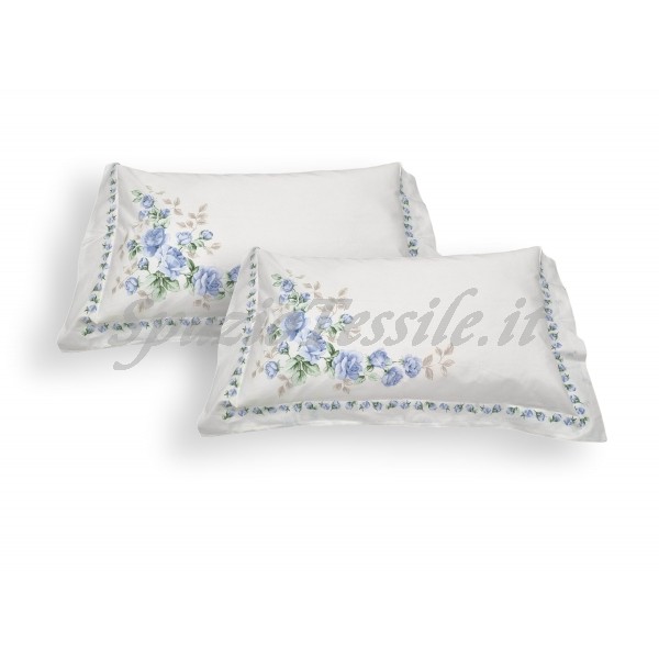 coppia federe fiorate azzurro