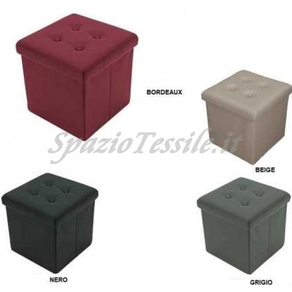 POUF CONTENITORE SALVASPAZIO IN TESSUTO Eco pelle bottoni