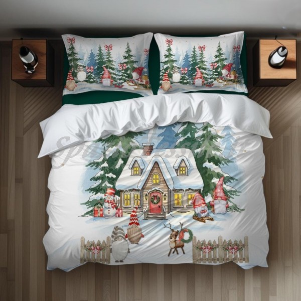 Copripiumino stampa digitale 100% Cotone Fiaba Casetta Di Natale