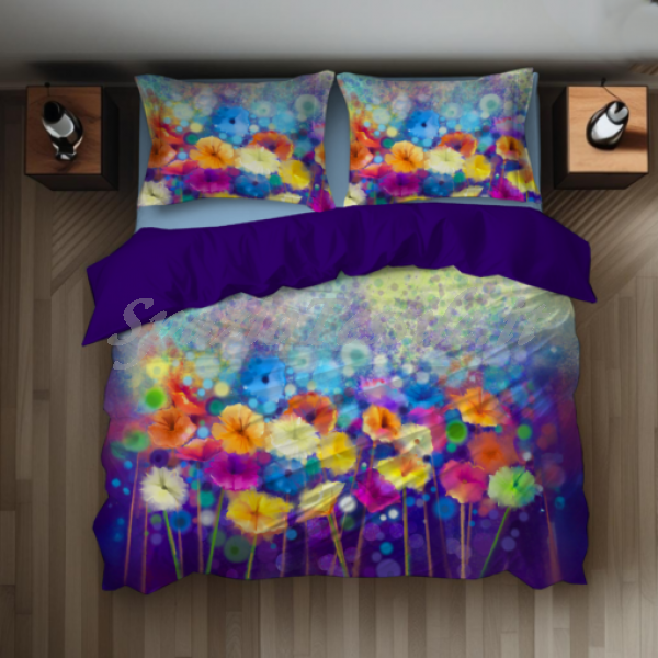 Parure Copripiumino Digitale Garden Viola