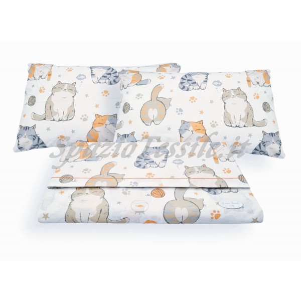 Completo Lenzuola Flanella Gatti cats