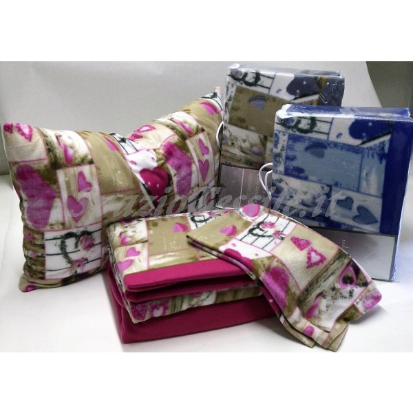 Completi lenzuola pile Dis Cuori Patcwork