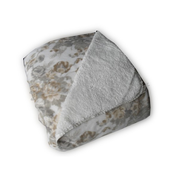 plaid pile oso fiori beige