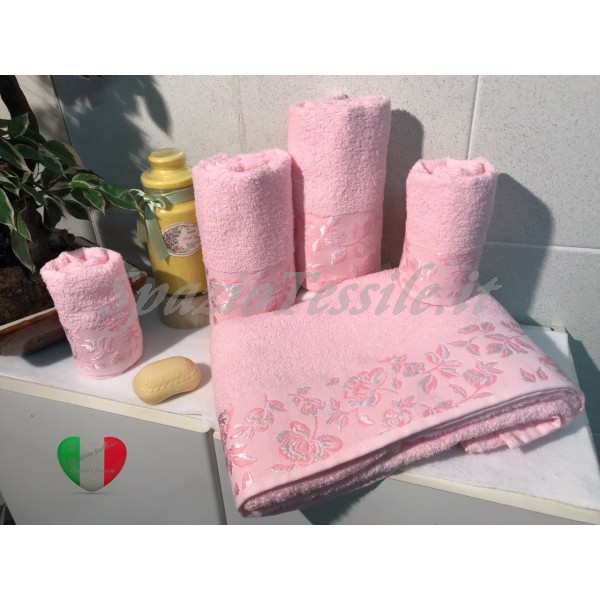 Set Spugne Bagno Roseto Rosa