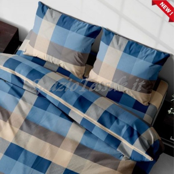 Parure Copripiumino Flanella Scotland Azzurro