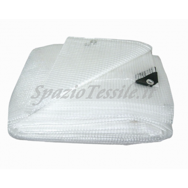  TELONE COPRI TUTTO - TELO IMPERMEABILE PVC OCCHIELLATO TRASPARENTE RETINATO BIANCO