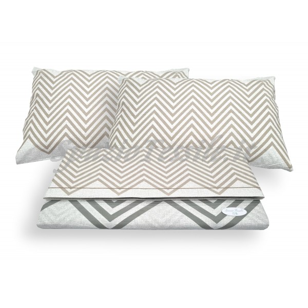 Completo lenzuola zig zag beige