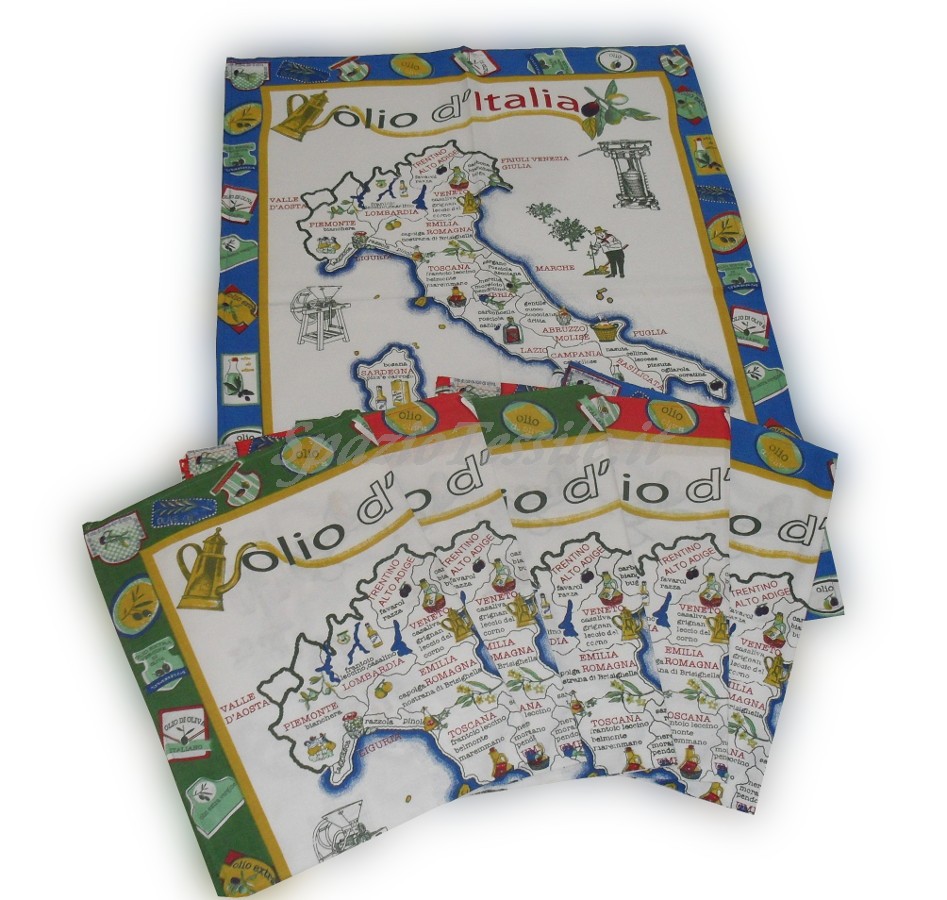 Set Strofinacci In Puro Cotone Disegno Olio