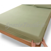 Lenzuolo Sotto Con Angoli in Verde 160x190 Matrimoniale Mis. Assortite 100%Cotone