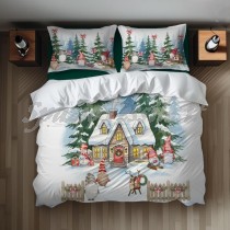 Copripiumino stampa digitale 100% Cotone Fiaba Casetta Di Natale