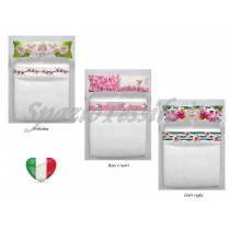 completo lenzuola stampe digitali orchidea rose e cuori fiori e righe