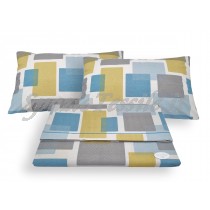Completo lenzuola square azzurro