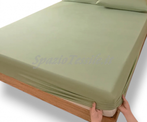 Lenzuolo Sotto Con Angoli in Verde 160x190 Matrimoniale Mis. Assortite 100%Cotone