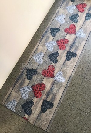 Tappeto cucina gommato multiuso 3D cuori paglia