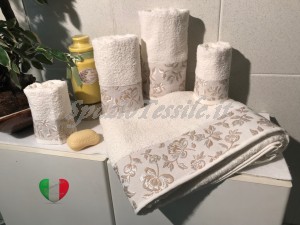 Set Spugne Bagno Roseto Panna