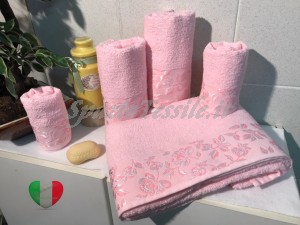 Set Spugne Bagno Roseto Rosa