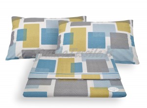 Completo lenzuola square azzurro