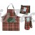 Coordinato Grembiule Guanto Presine Tovaglia Scozzese Tartan Rosso Feste Natale 2 Colori