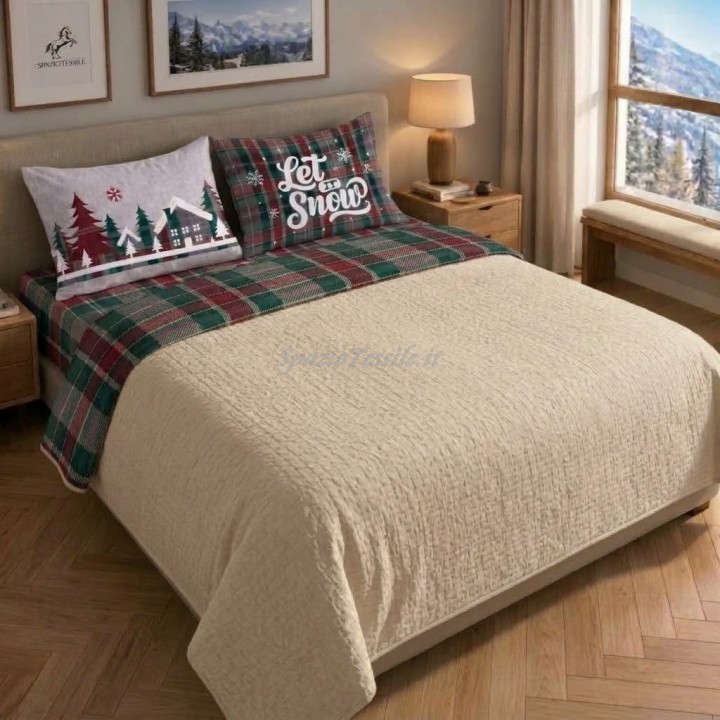Completo Lenzuola Flanella Snow Scozzese Made in Italy 100% Cotone