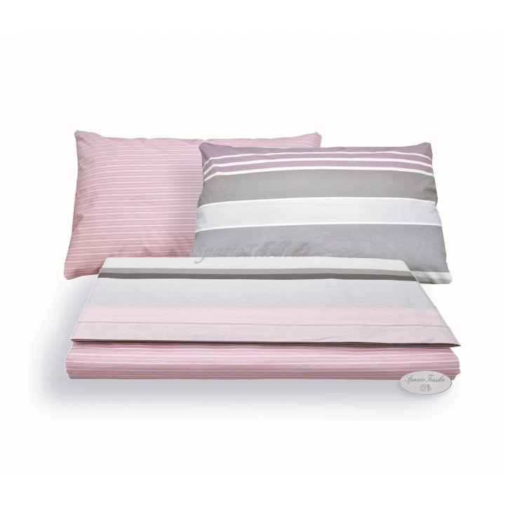 Completo Letto Set Lenzuola o Federe Fantasia Scia Azzurro Rosa 100% Cotone