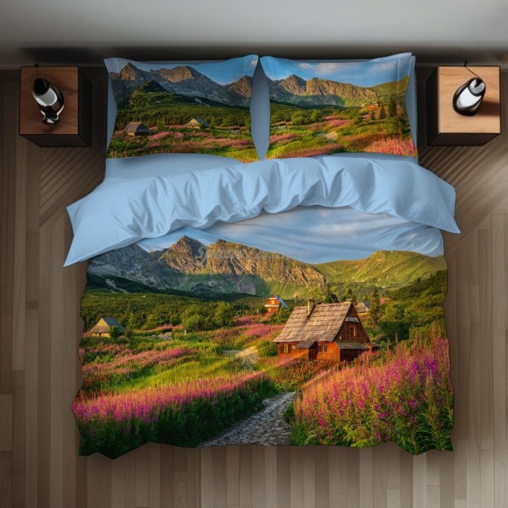 Sacco Parure Copri Piumino Matrimoniale Stampa Digitale Svizzera 100% Cotone